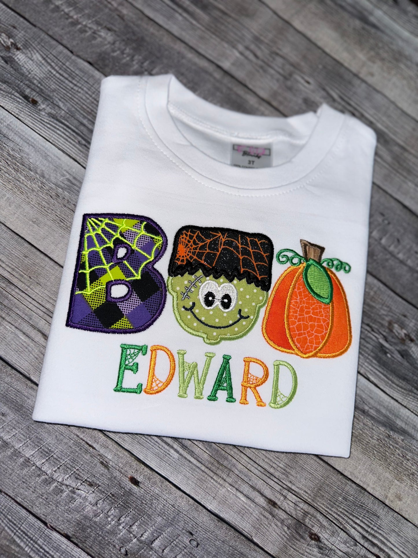 Halloween Shirt for kids- Applique BOO