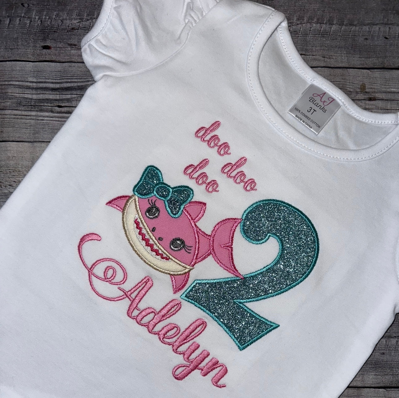 Shark birthday shirt for girls