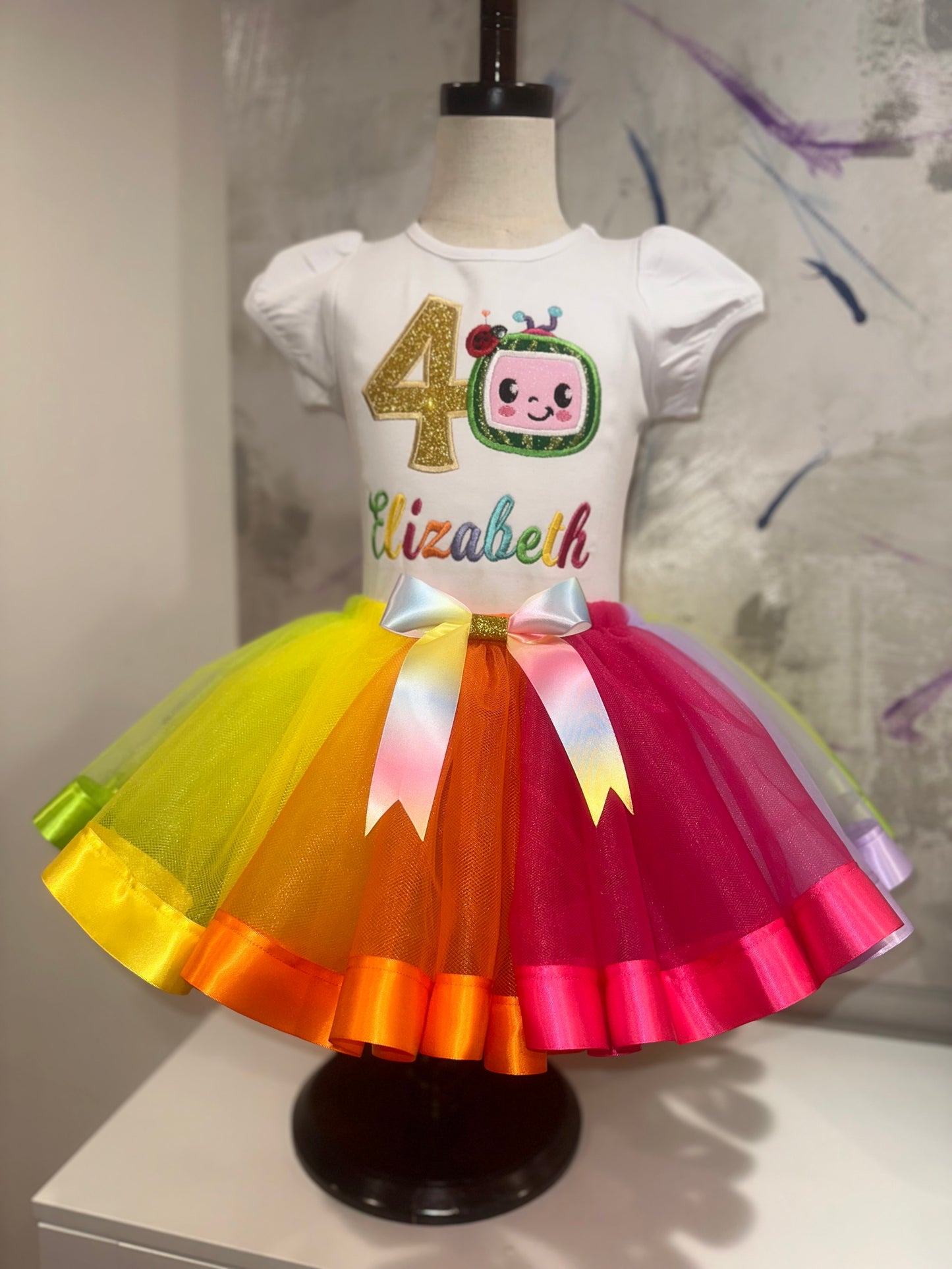 Personalized Cocomelon-inspired birthday outfit|Custom Birthday dress set for girls