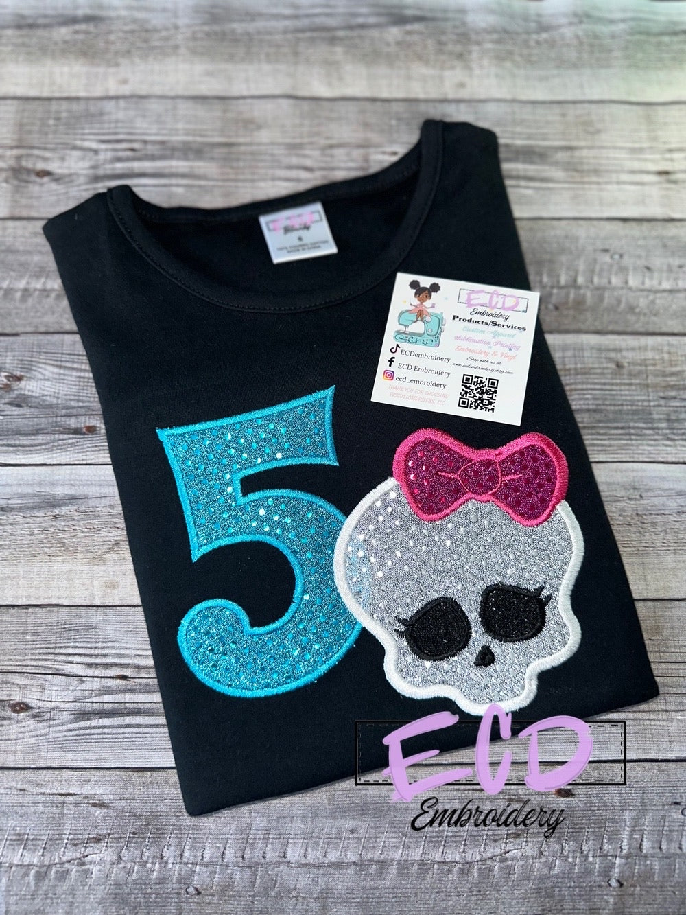 Embroidered monster high shirt for girls