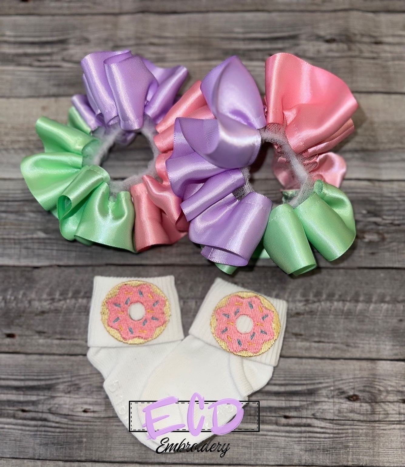 Donut theme ruffle socks for girls