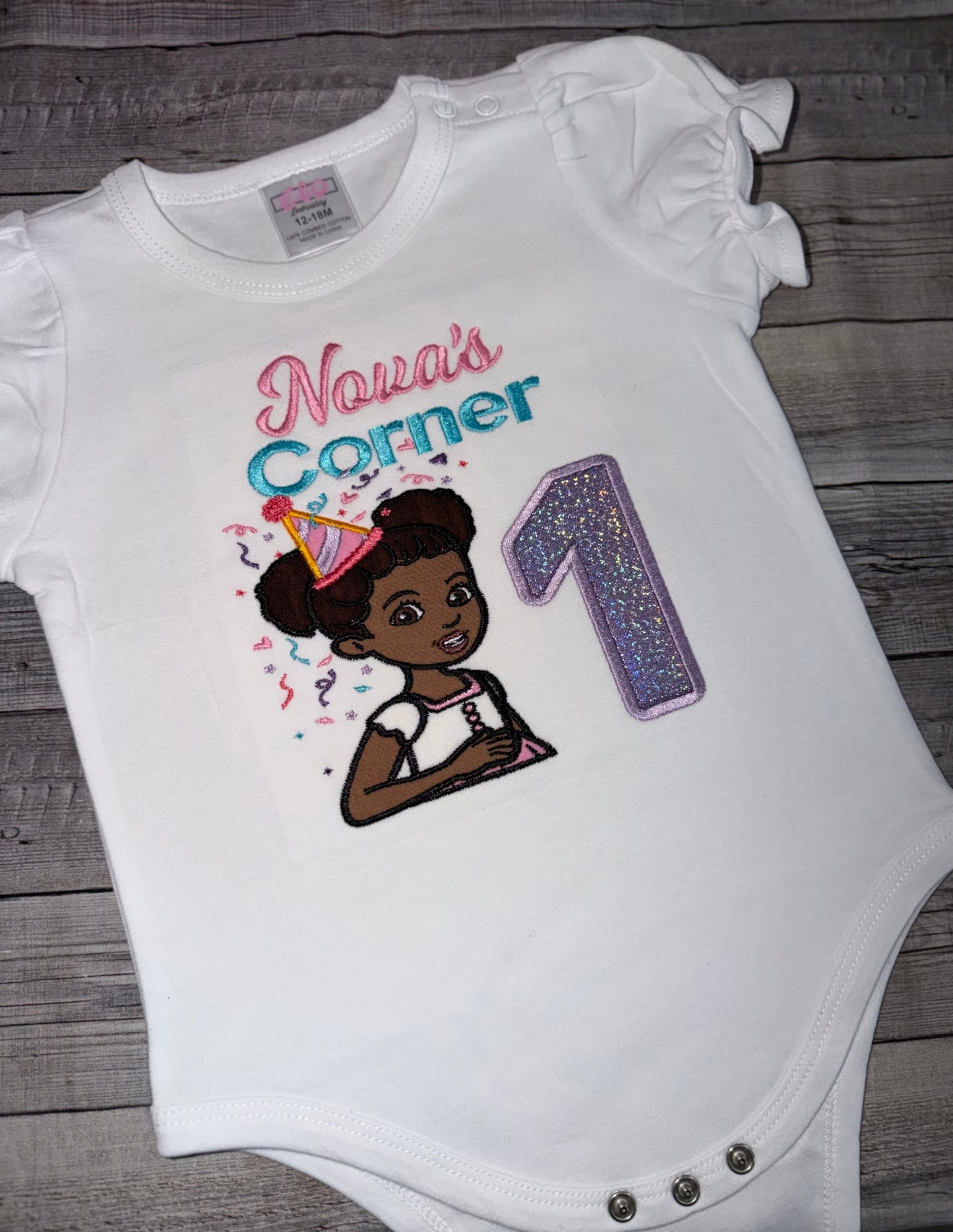 Gracie's Corner First Birthday Outfit Girl| Custom Embroidered Puff Sleeve shirt & Tutu Set| Sizes 0M-12Y