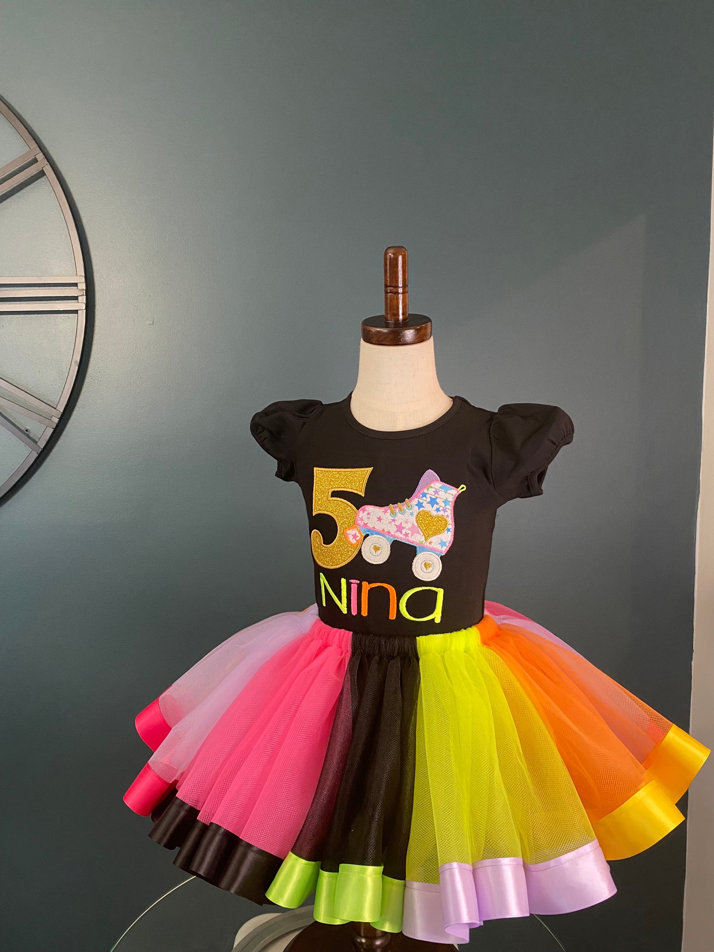 Skate theme birthday shirt and outfit for girls