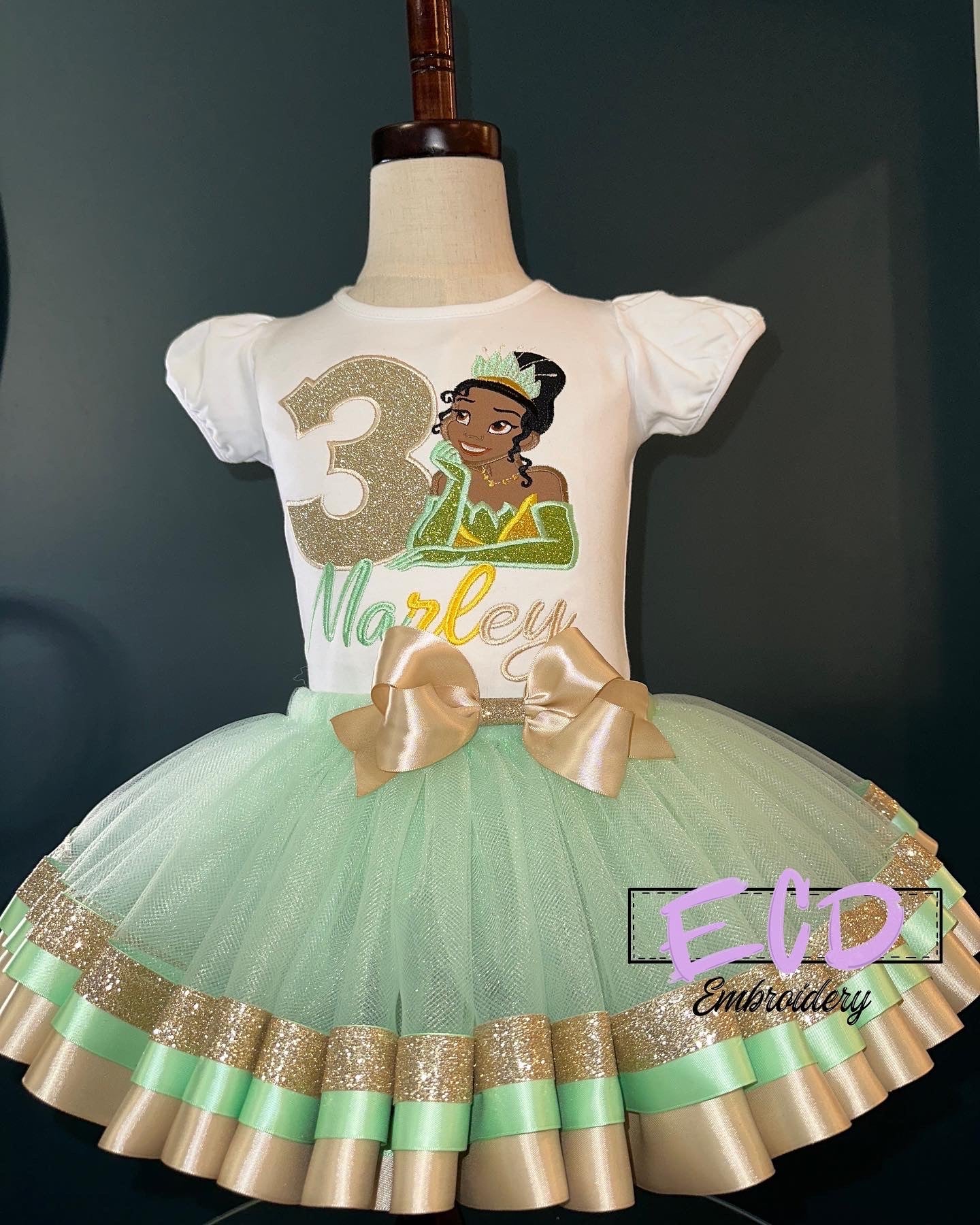 Princess Tiana birthday Party outfit – ECD Embroidery