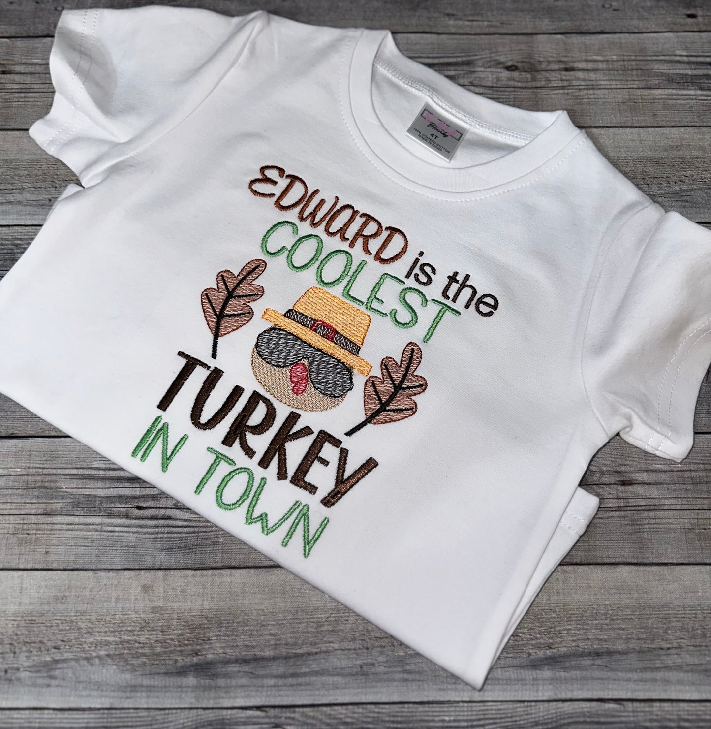 Coolest turkey in town shirt for boys- Thanksgiving Holiday shirt