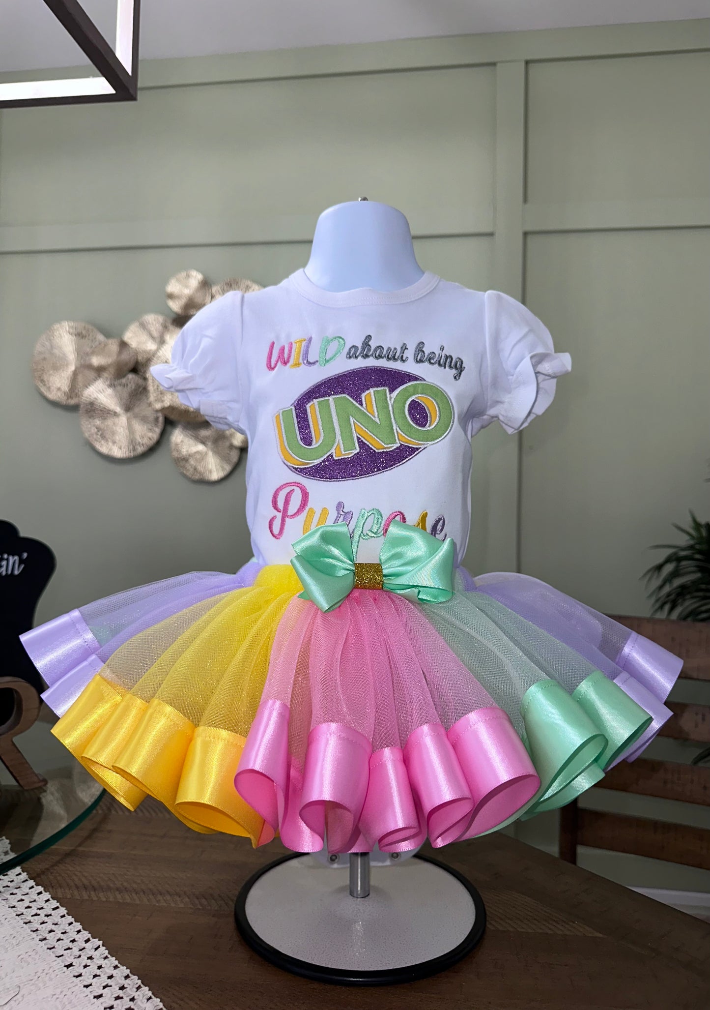 Wild about being Uno birthday outfit-pastel