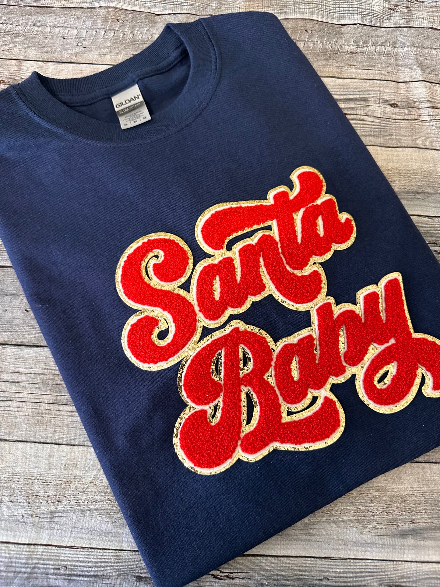 Santa Baby embroidered chenille patch shirt- Unisex