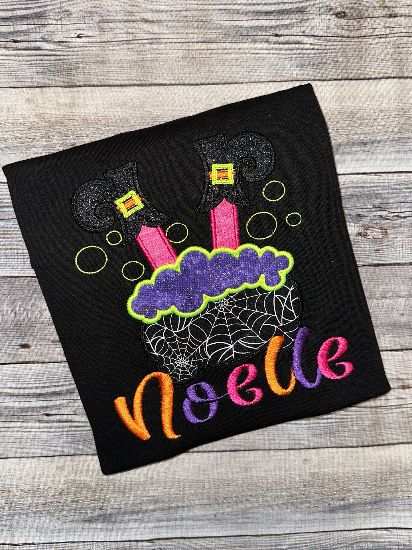 Witch in a pot halloween shirt for girls