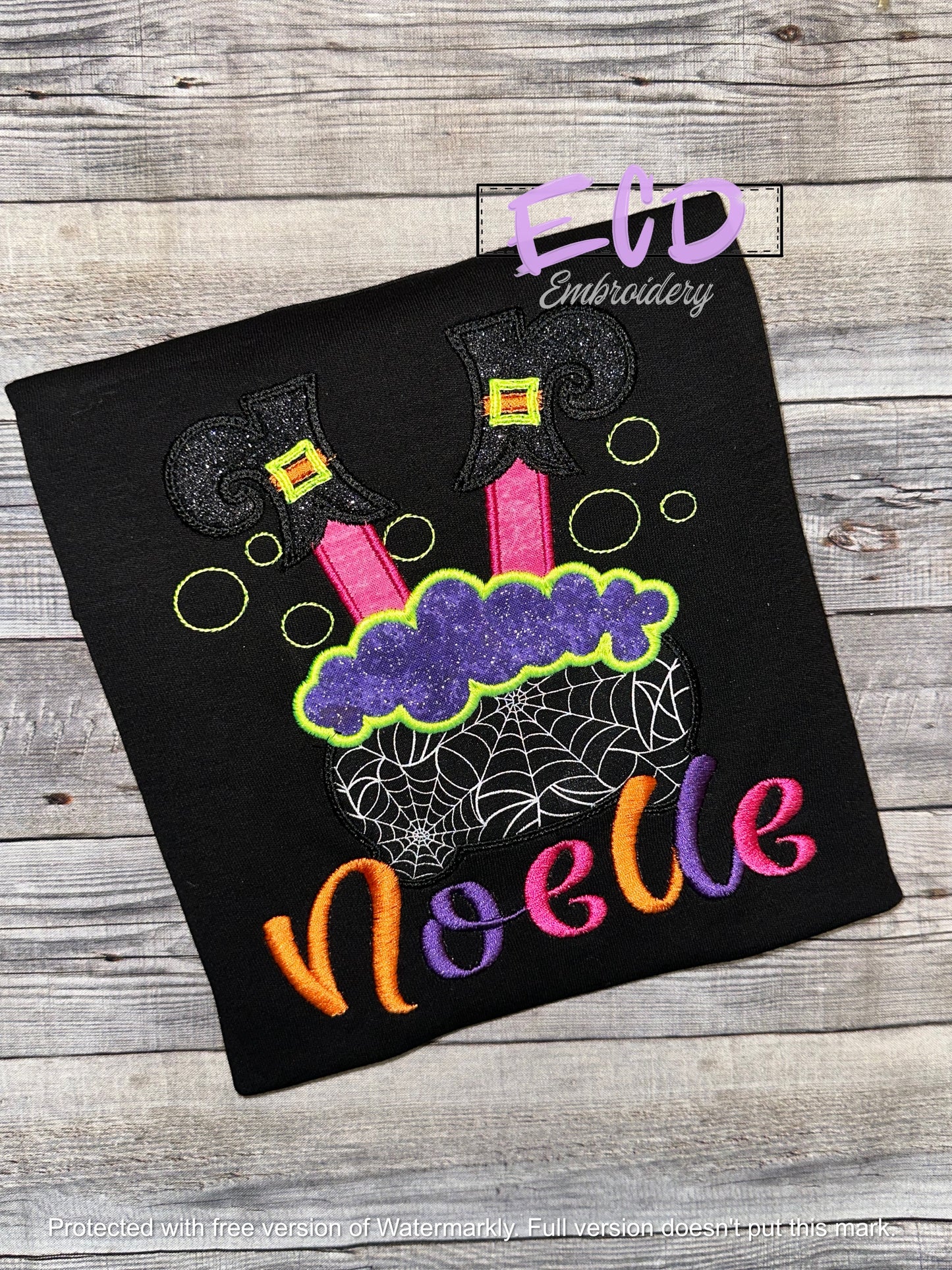 Witch in a pot halloween shirt for girls