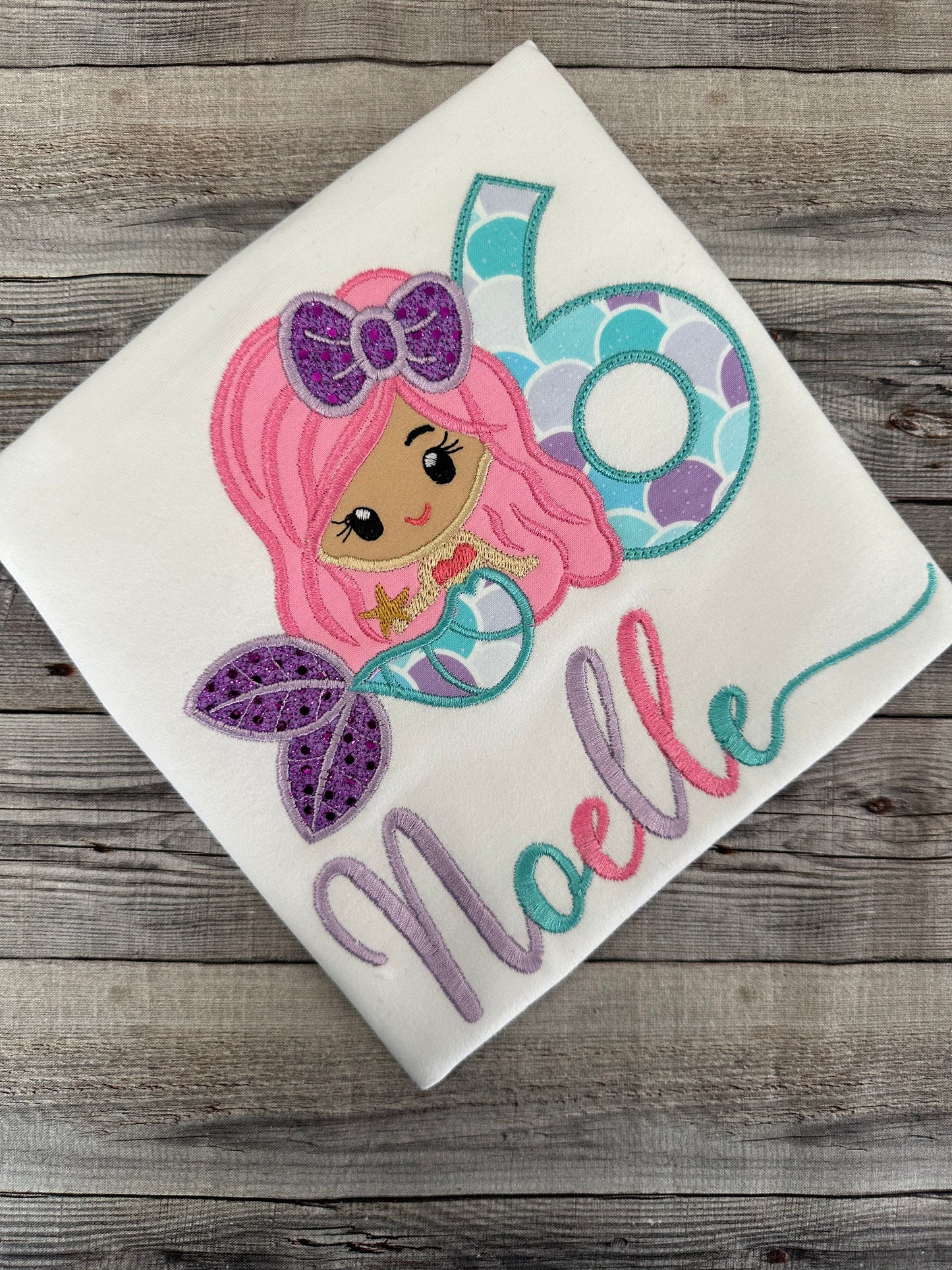 Embroidered Mermaid Birthday shirt for girls