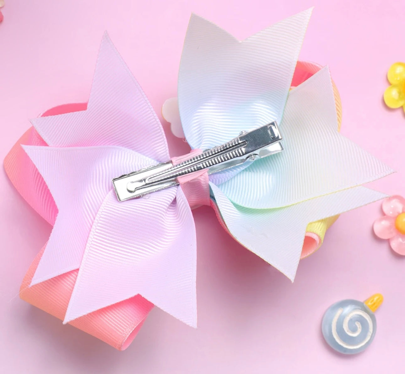 Rainbow hair bow for toddlers and girls