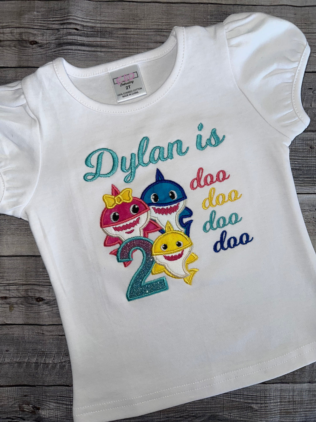Personalized Baby Shark 2nd birthday shirt for girls