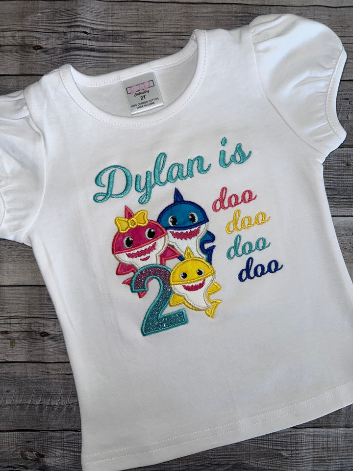 Personalized Baby Shark 2nd birthday shirt for girls