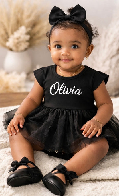 The Signature Black Tutu Romper – Personalized Name | Classic, Signature & Luxe Set