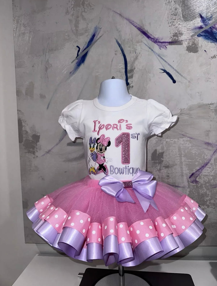 Personalized Minnie &amp; Daisy inspired Birthday tutu set for girls|Custom Birthday Outfit
