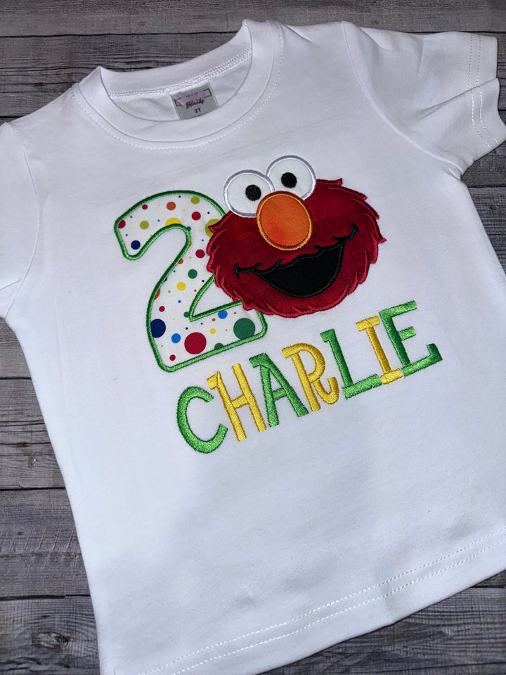 Personalized Red Monster Birthday shirt|Custom Elmo-Inspired Birthday shirt for boys