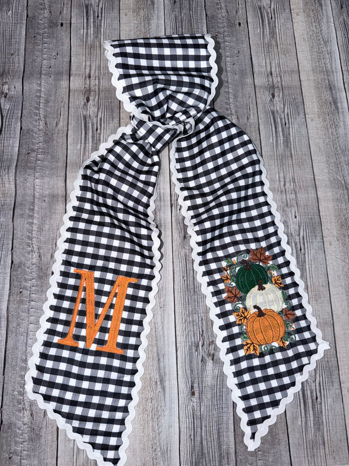 Personalized Fall Wreath Bow with Pumpkins