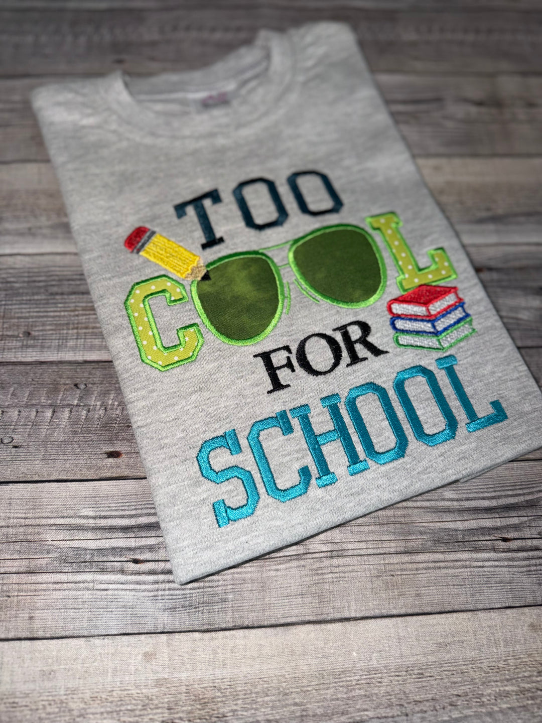 Too Cool for School Embroidered Appliqué Shirt