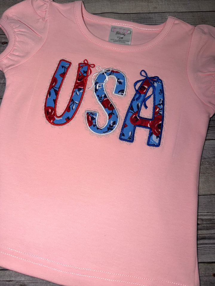 Patriotic USA Applique Shirt