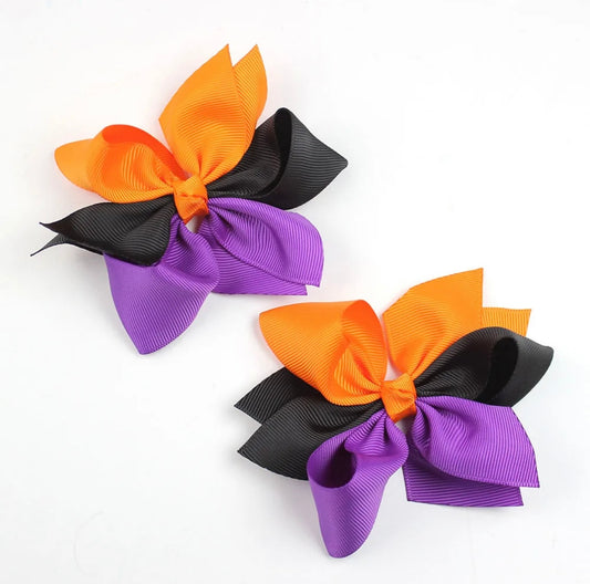 Purple and Orange Hairbow(Halloween)