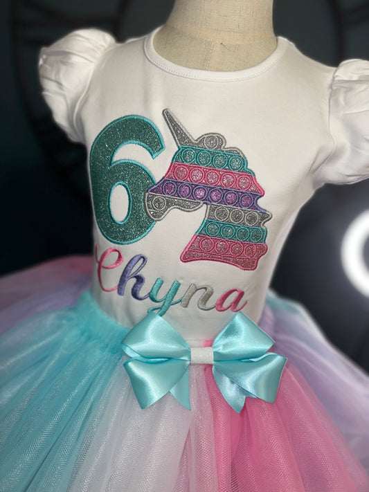 pop it unicorn birthday outfit for girls