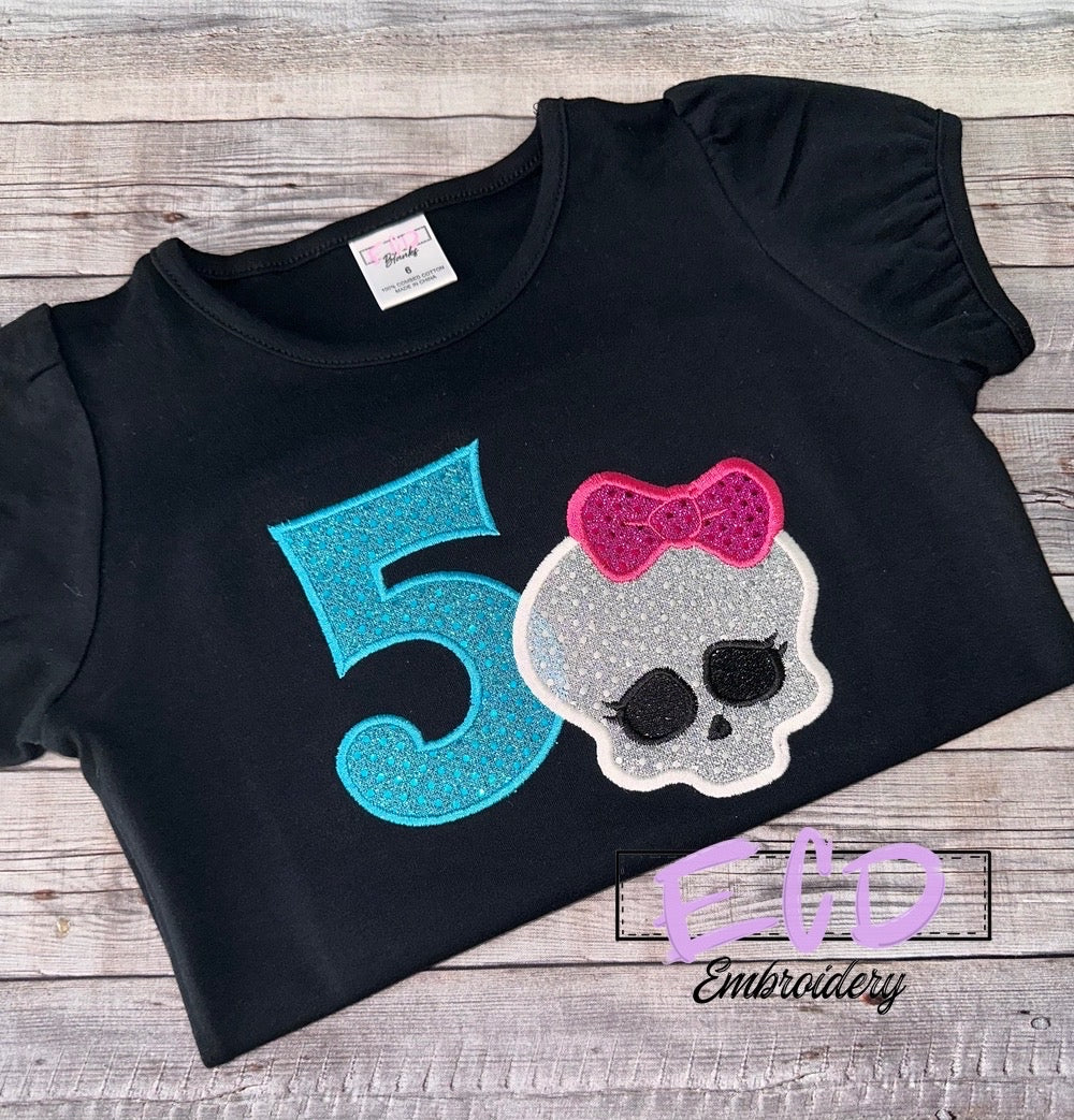 Embroidered monster high shirt for girls