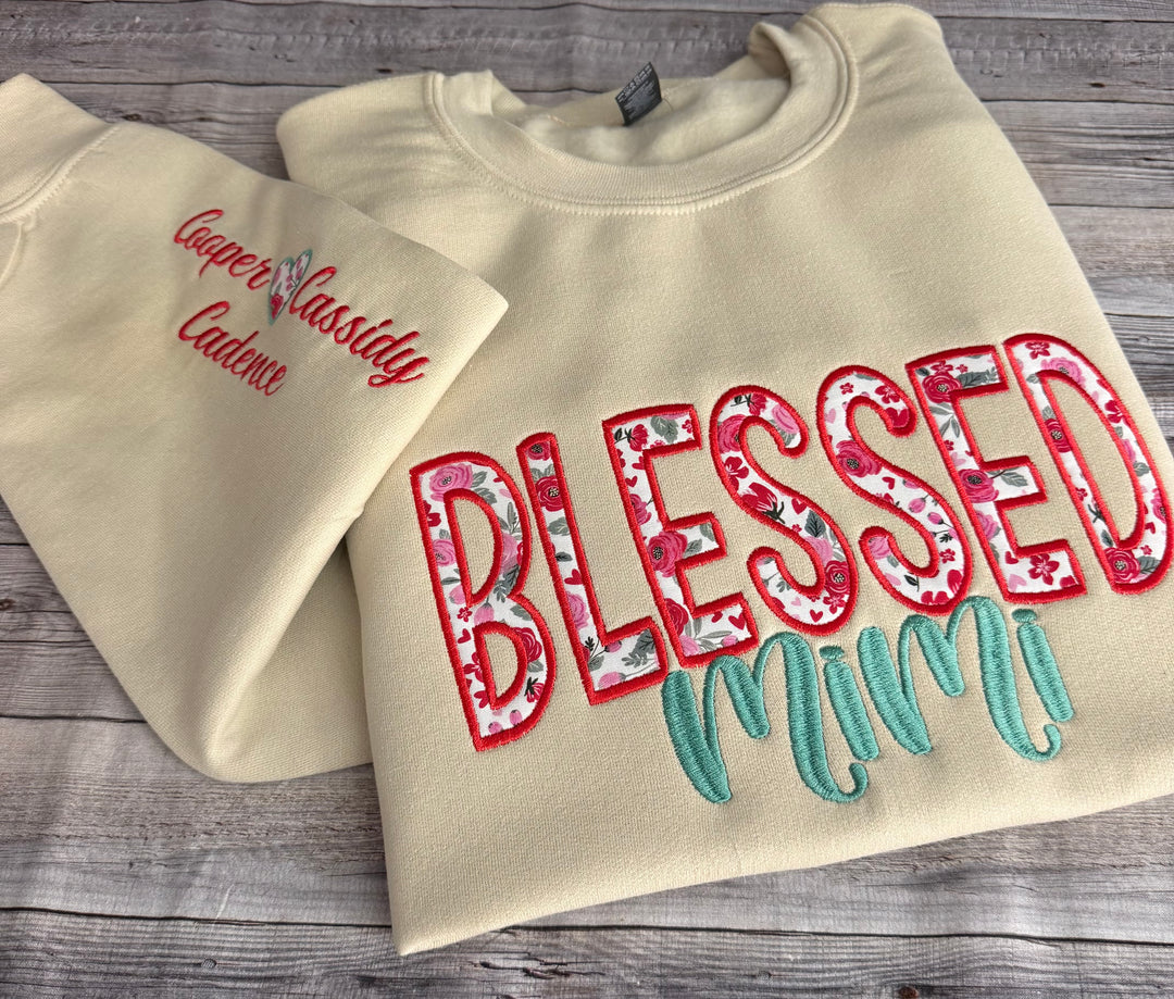 Personalized Blessed Mimi Embroidered Sweatshirt