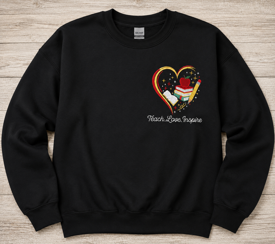 Teach. Love. Inspire. Embroidered Teacher Tshirt
