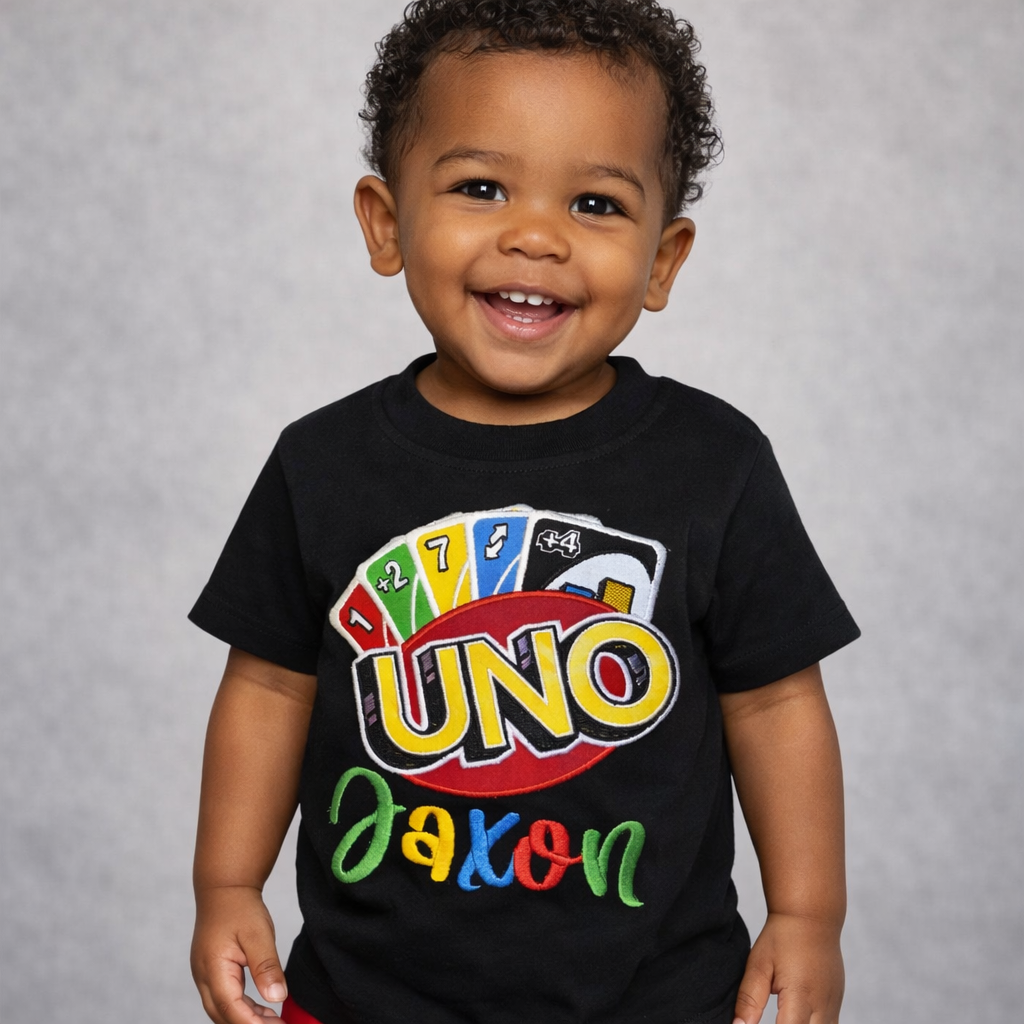 Personalized UNO Birthday Shirt for Boys – Custom Name UNO Card Shirt – Toddler Birthday Outfit