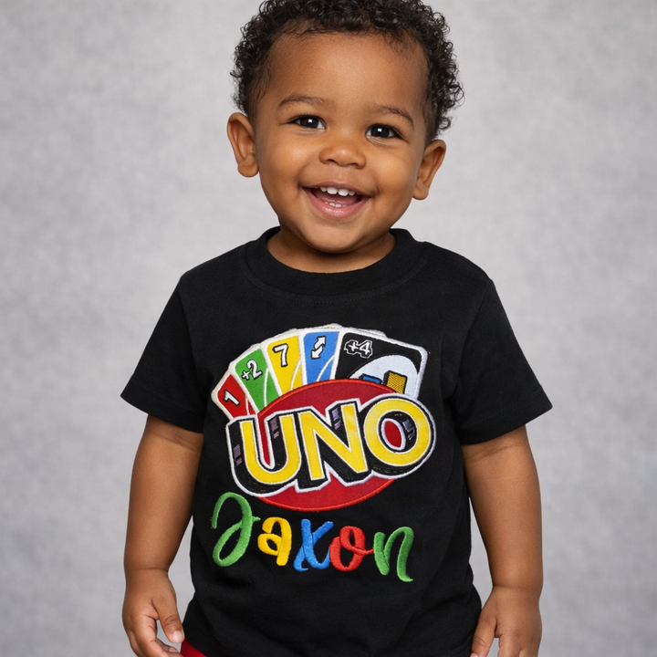 Personalized UNO Birthday Shirt for Boys – Custom Name UNO Card Shirt – Toddler Birthday Outfit