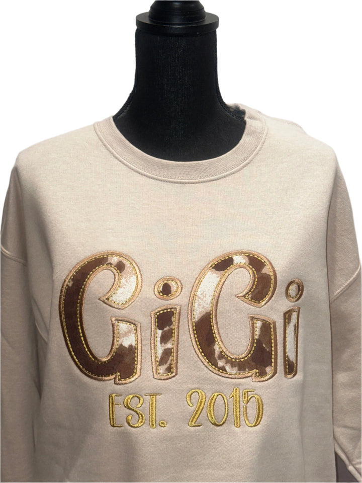 Personalizable Embroidered sweatshirt farmhouse theme