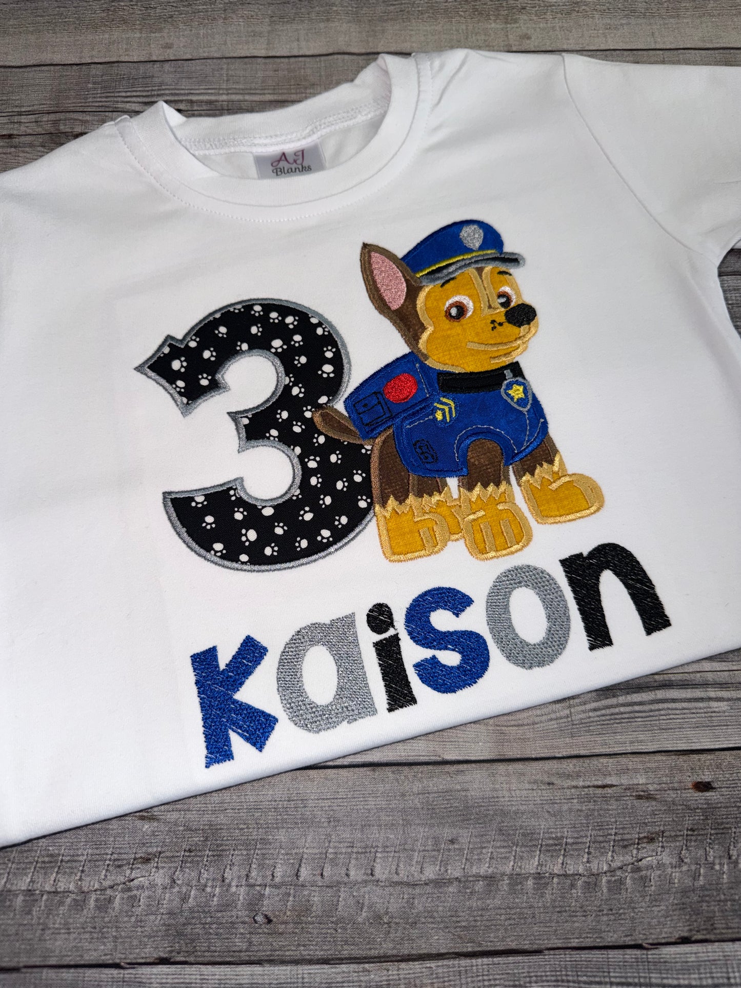 Personalized Paw Patrol Chase Birthday Outfit for Toddler Boys| Custom Name Shirt & Shorts Set