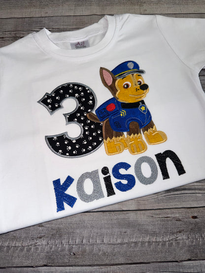 Personalized Paw Patrol Chase Birthday Outfit for Toddler Boys| Custom Name Shirt & Shorts Set