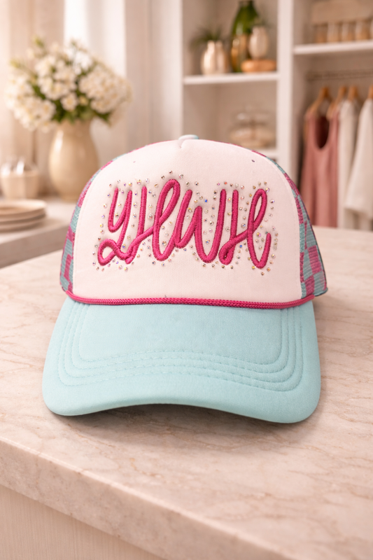 YHWH Rhinestone 3d Embroidered Trucker Hat