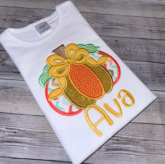 Personalized Pumpkin shirt for girls. Thanksgiving holiday 