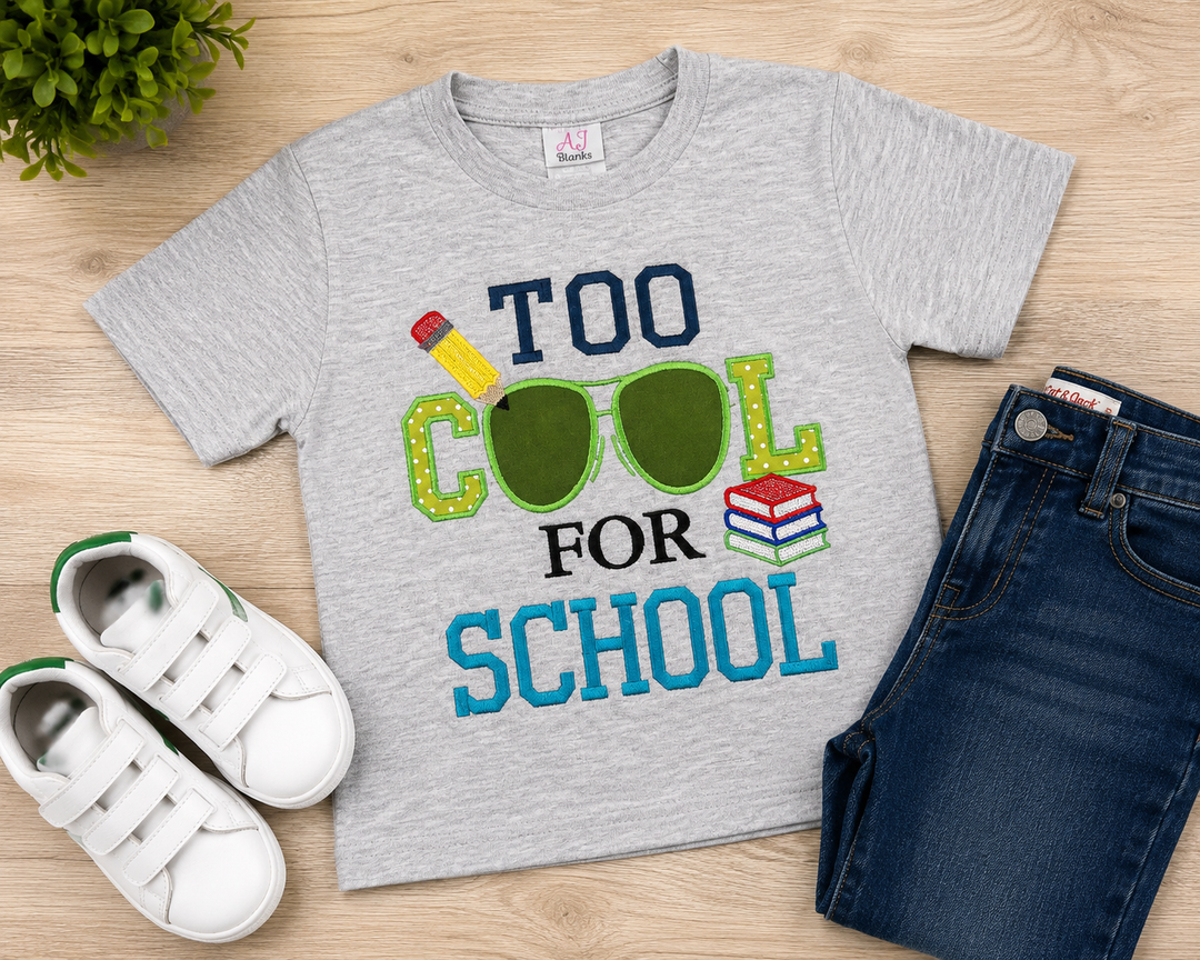Too Cool for School Embroidered Appliqué Shirt