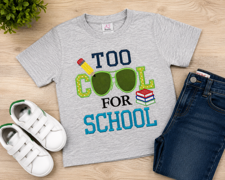 Too Cool for School Embroidered Appliqué Shirt