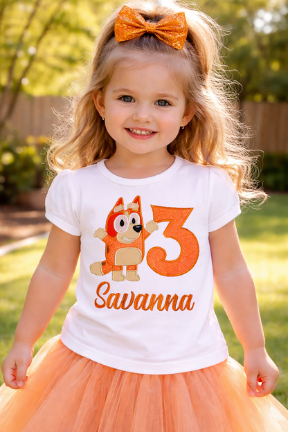Bingo Inspired Personalized Embroidered Birthday Shirt | Custom Birthday for girls