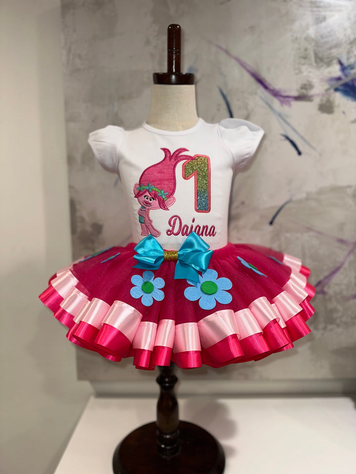 Personalized Trolls-inspired birthday tutu outfit|Custom Birthday Dress for girls