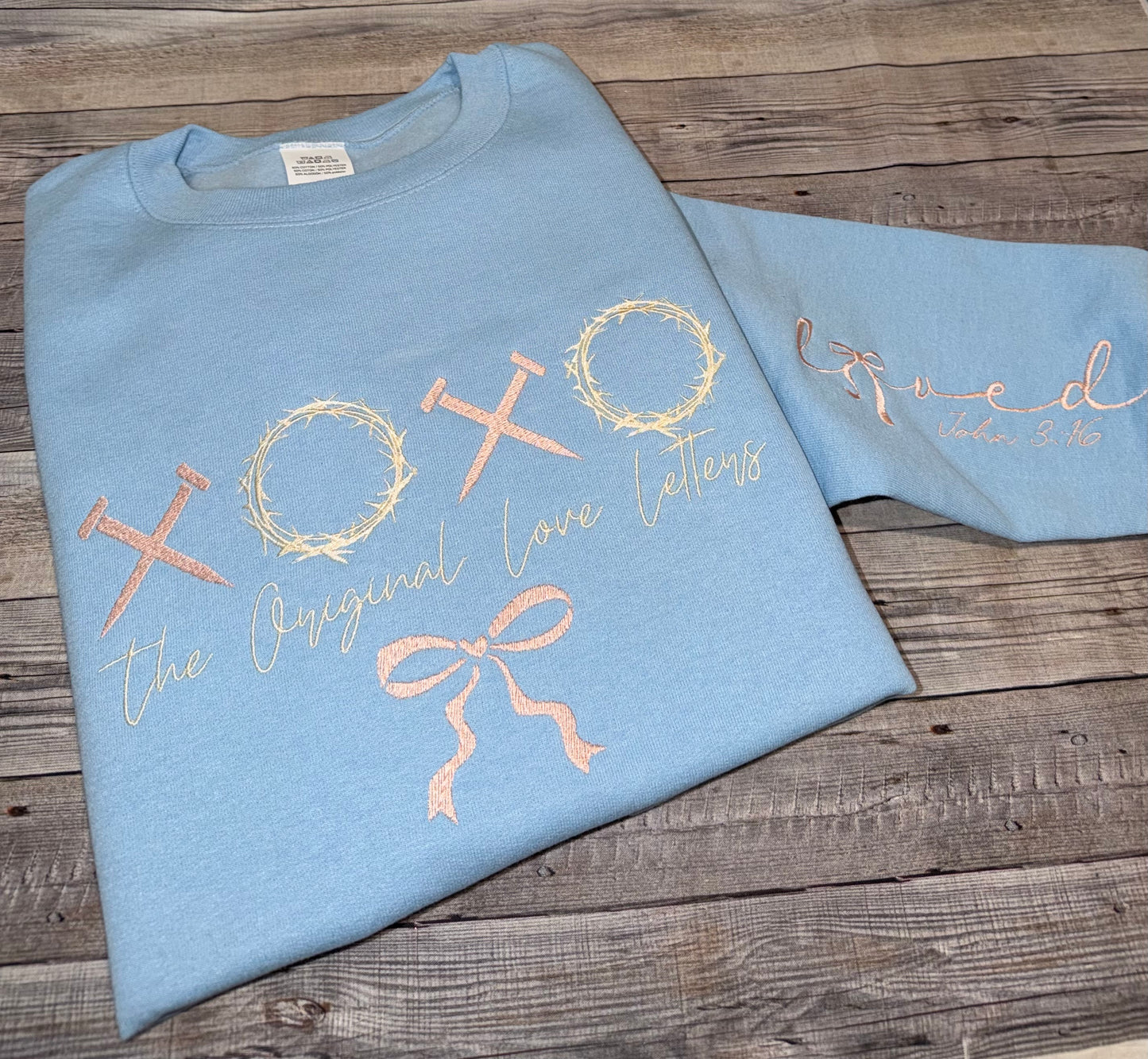 XOXO – The Original Love Letters Embroidered Sweatshirt | John 3:16