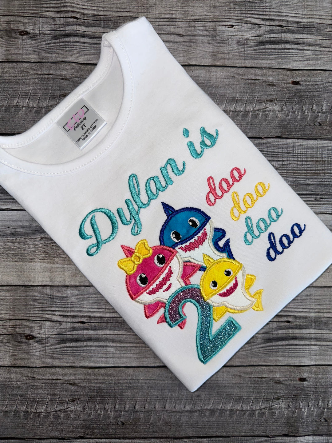 Personalized Baby Shark 2nd birthday shirt for girls