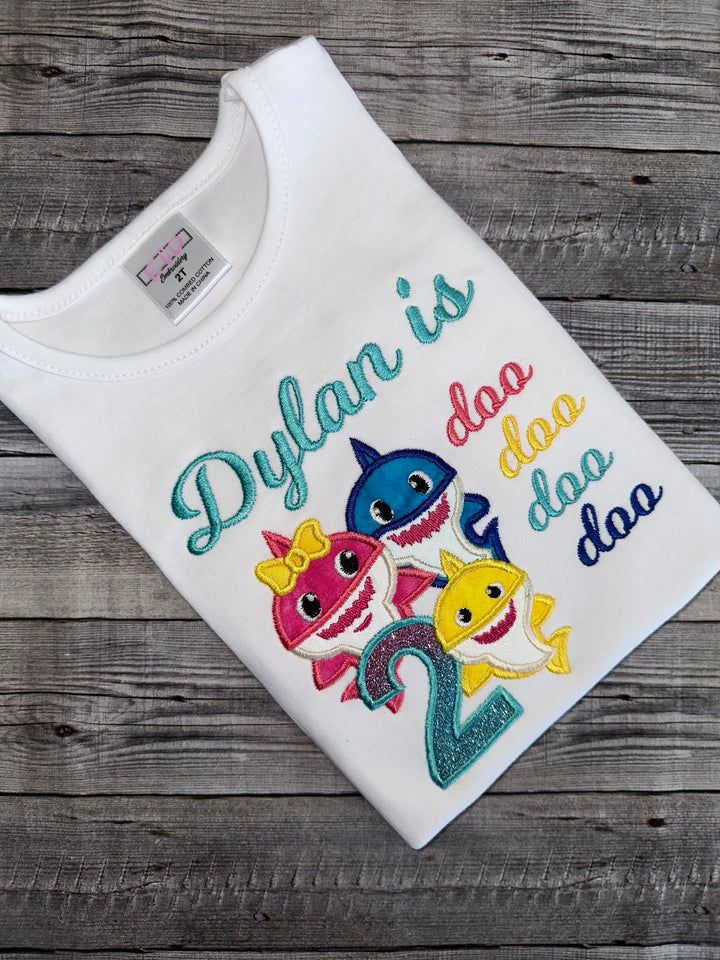 Personalized Baby Shark 2nd birthday shirt for girls