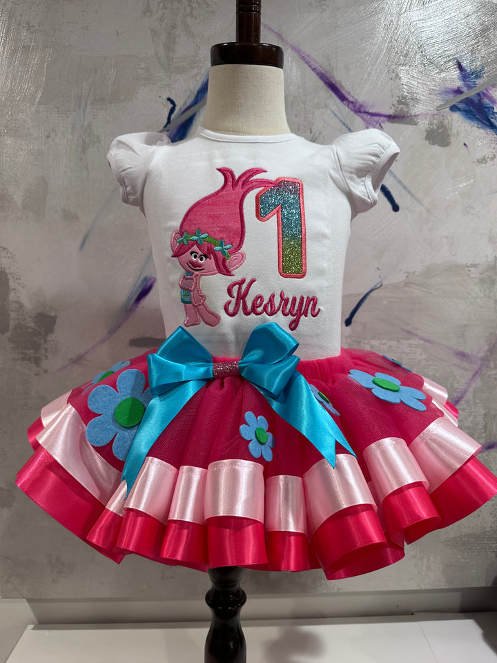 Personalized Trolls-inspired birthday tutu outfit|Custom Birthday Dress for girls