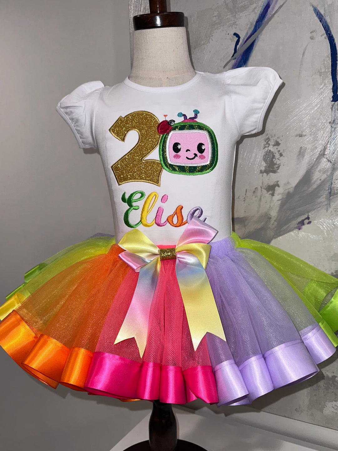 Personalized Cocomelon-inspired birthday outfit|Custom Birthday dress set for girls
