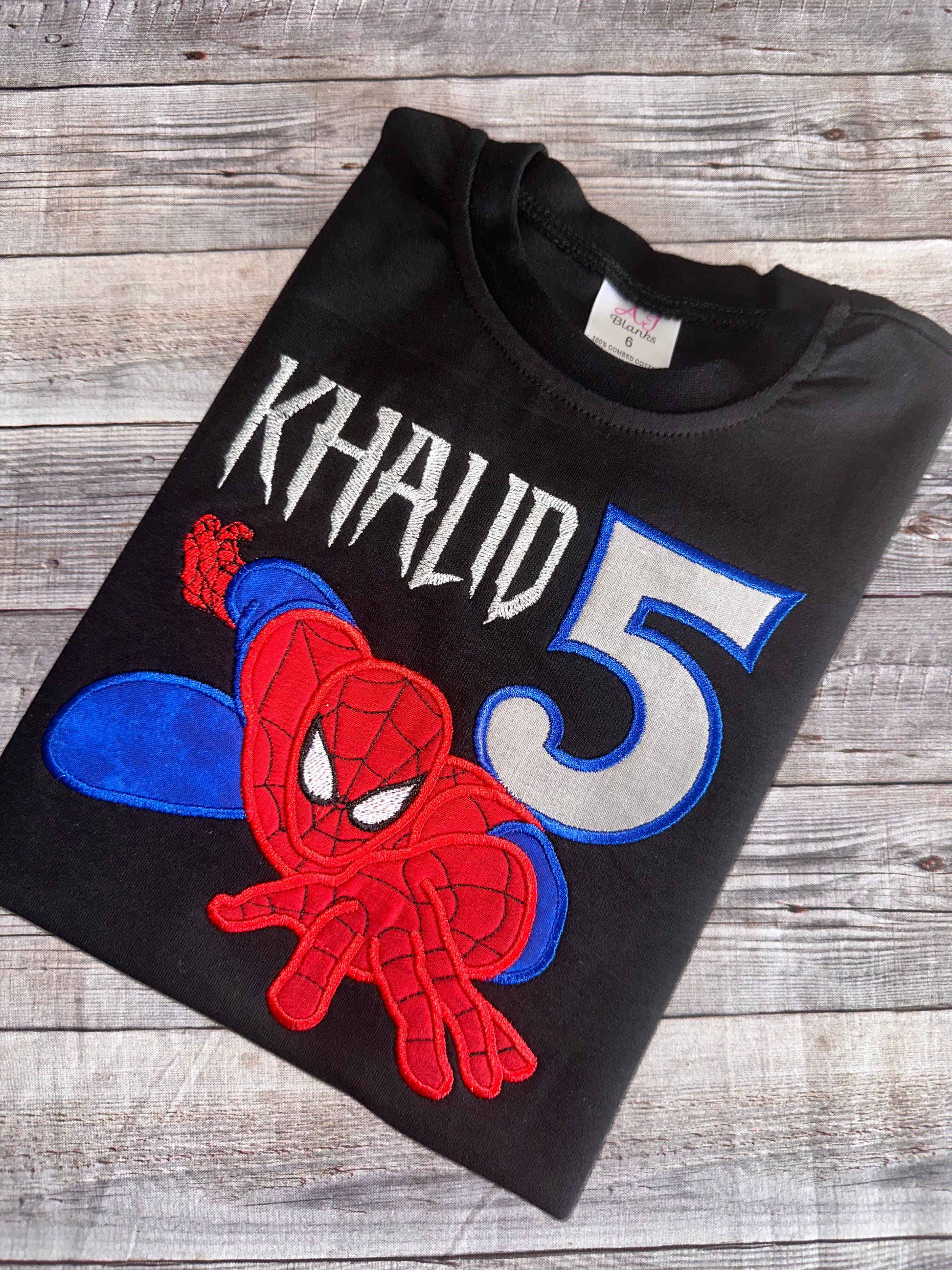 Embroidered Spiderman birthday shirt for boys 