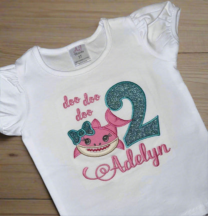 Shark birthday shirt for girls