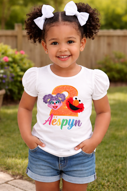 Red Monster and Fairy Birthday shirt for girls