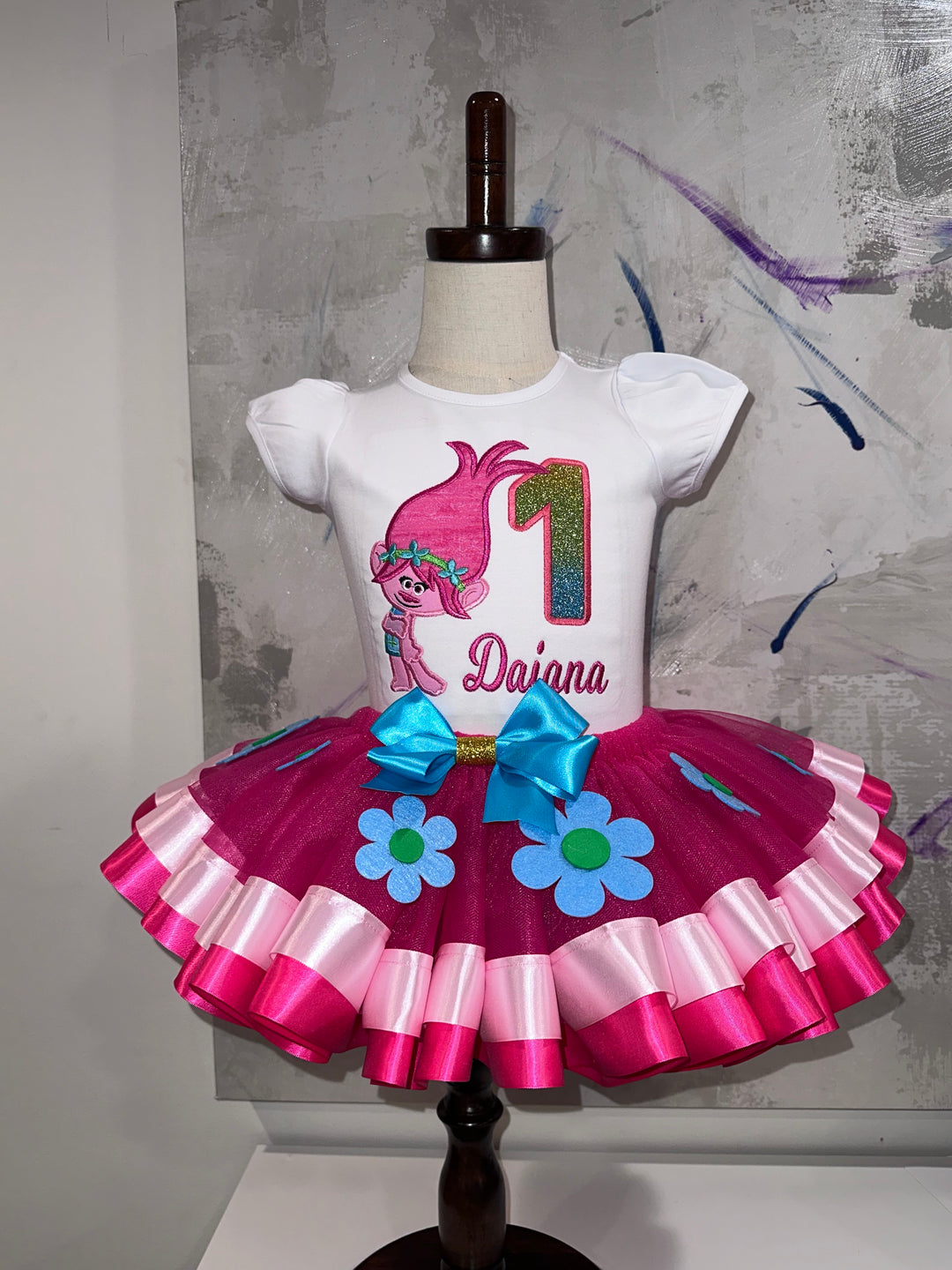 Personalized Trolls-inspired birthday tutu outfit|Custom Birthday Dress for girls