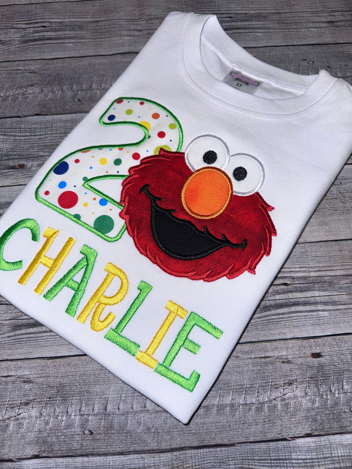 Personalized Red Monster Birthday shirt|Custom Elmo-Inspired Birthday shirt for boys