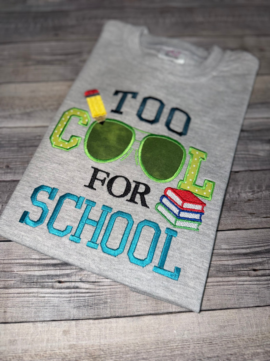 Too Cool for School Embroidered Appliqué Shirt